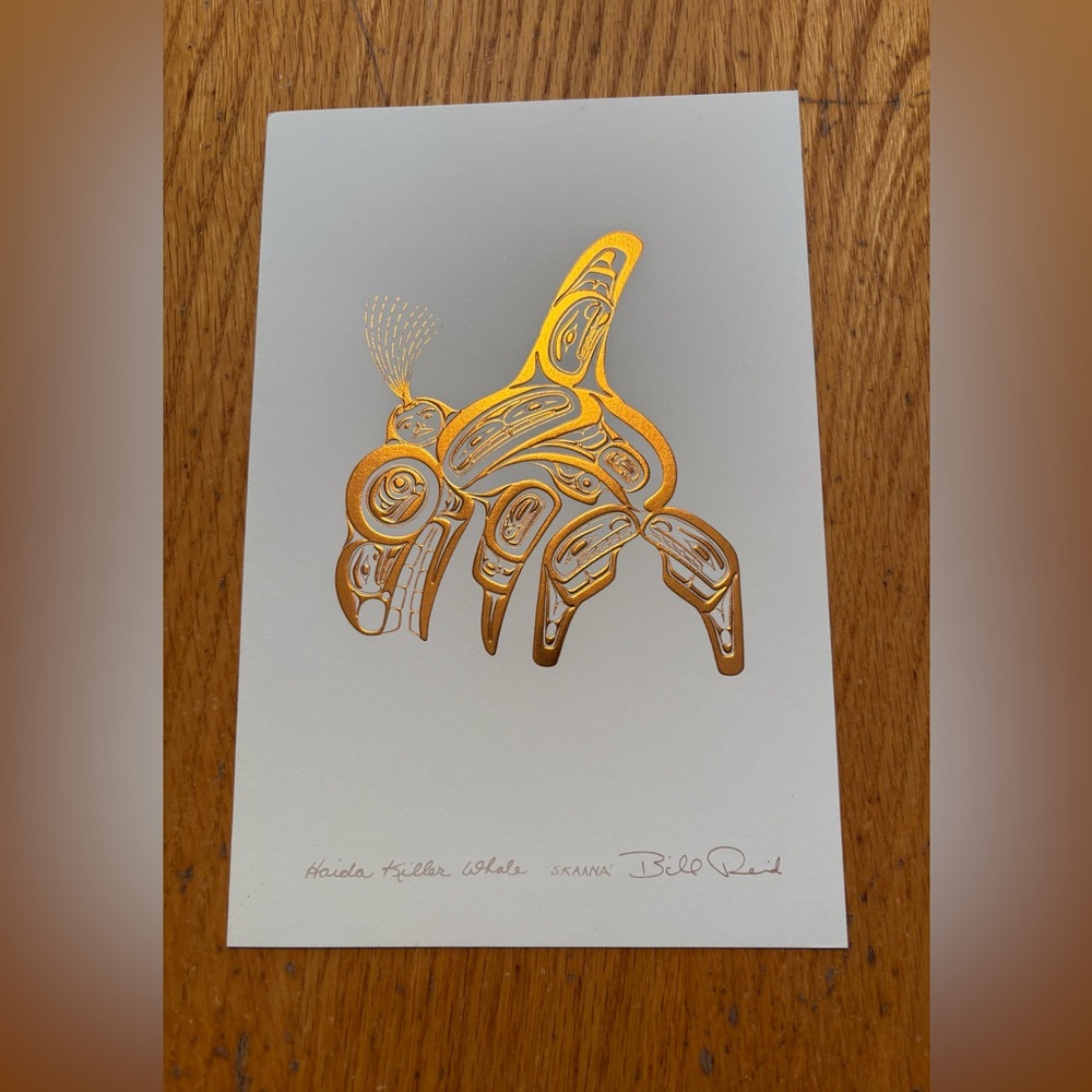 Bill Reid Haida Killer Whale SKAANA Print, Copper Embossed